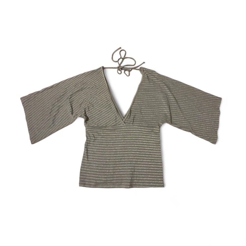 Euro dark green stripe tie back fitted quarter sleep top